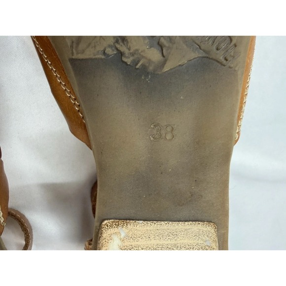 Pikolinos Women's Size 38 Brown Leather Laser Cut Shoes Small Heel Round Toe - Picture 10 of 11